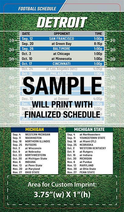 ReaMark Products: Detroit Full Magnet Football Schedule